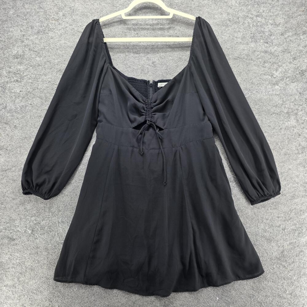 Abercrombie & Fitch Dress Womens L Black Square Neck Fit & Flare Chiffon Smocked